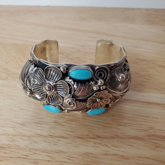 Vintage Statement Cuff Bracelet Mexico 925 Sterling Silver